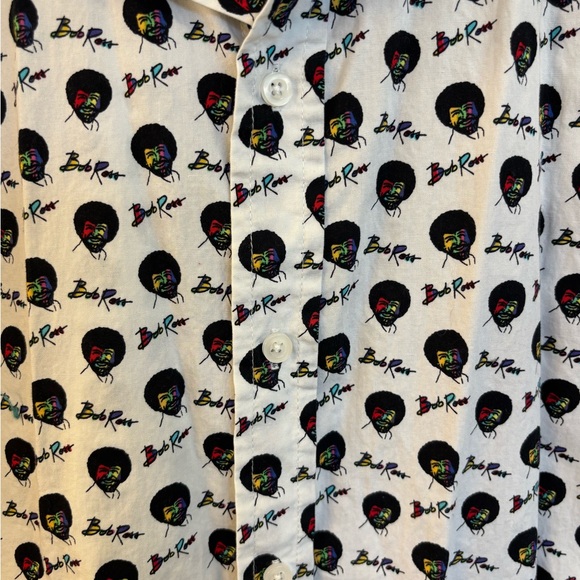 Men's BOB ROSS Rainbow 🌈 Graphic Button Down Shirt Size XL - Picture 7 of 8